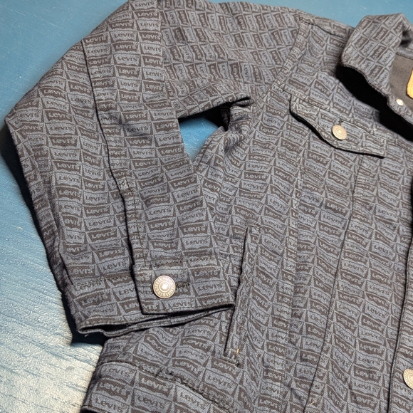 Levi Boys Medium Kids Blue Denim Jean  Jacket 10-12yrs All Over Print - Picture 7 of 9